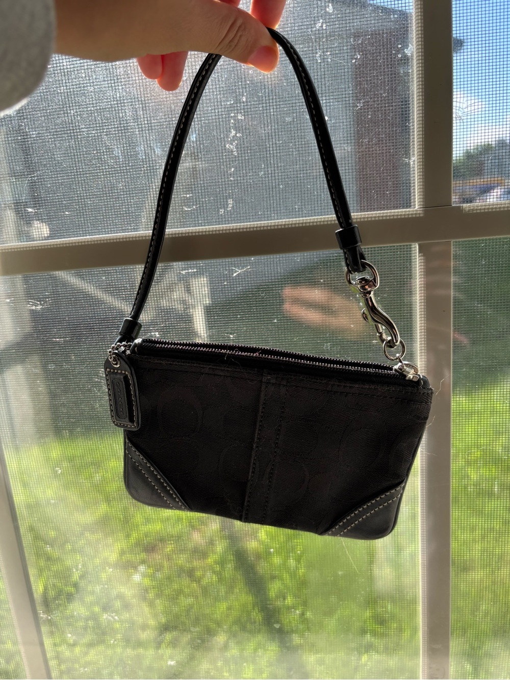 Coach black wristlet signature C